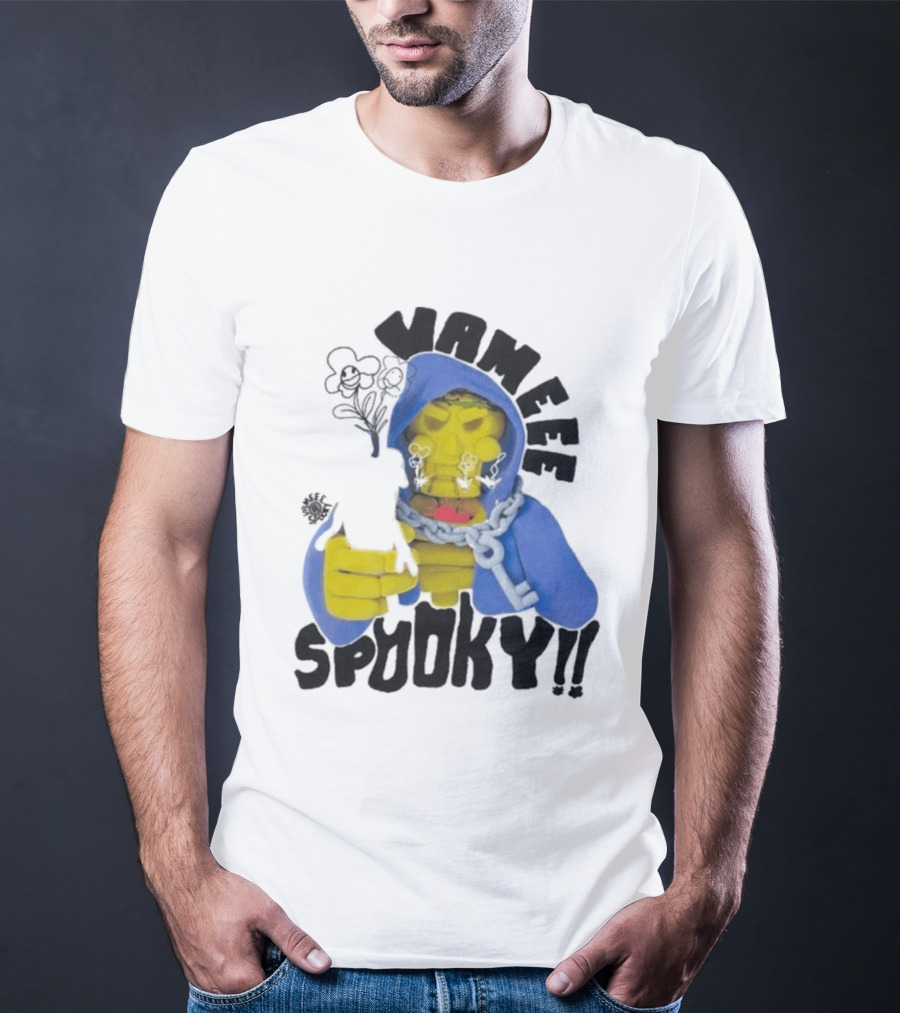Vameee Spooky Skeleton In Blue Hood With Chains T-Shirt