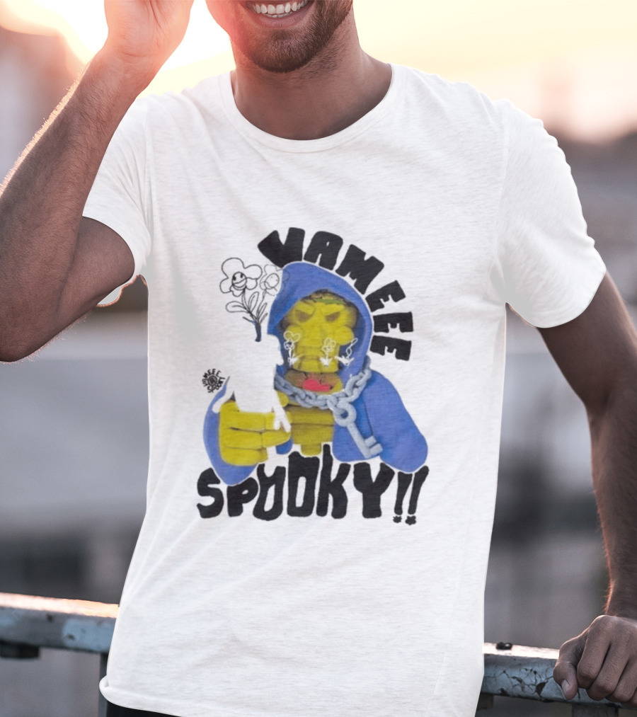 Vameee Spooky Skeleton In Blue Hood With Chains T-Shirt