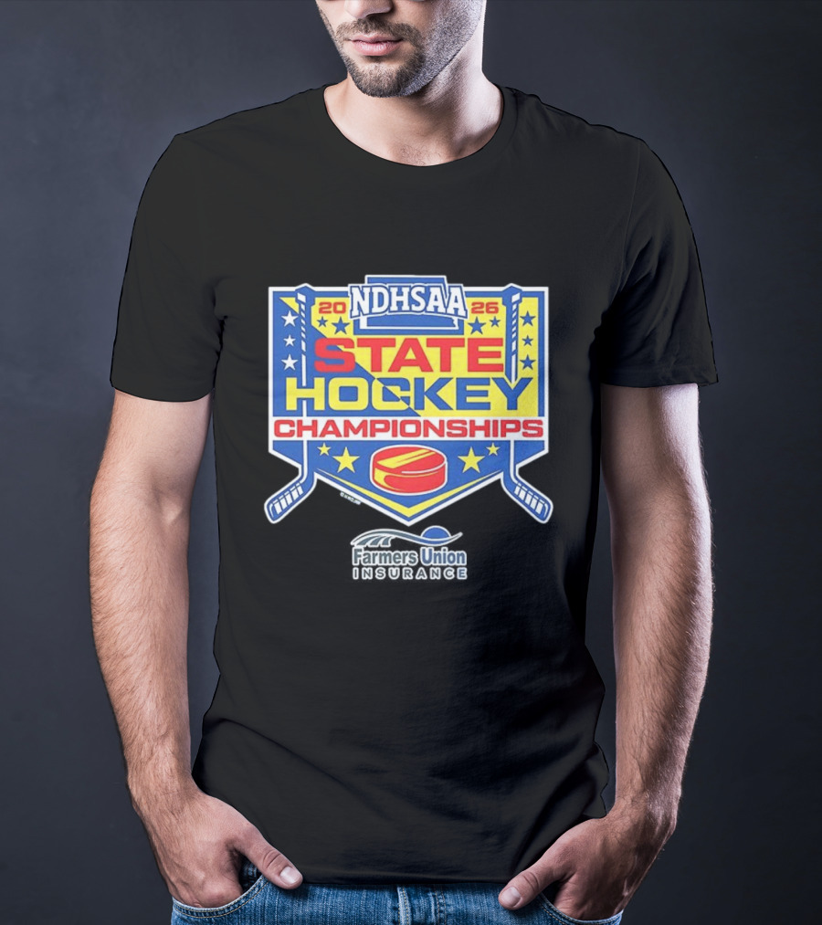 NDHSAA 2026 State Hockey Championships Merchandise Farmers Union Insurance T-Shirt