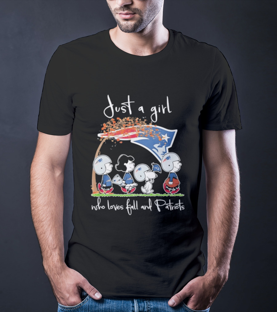 Peanuts Characters Just A Girl Who Loves Fall And Patriots T-Shirt