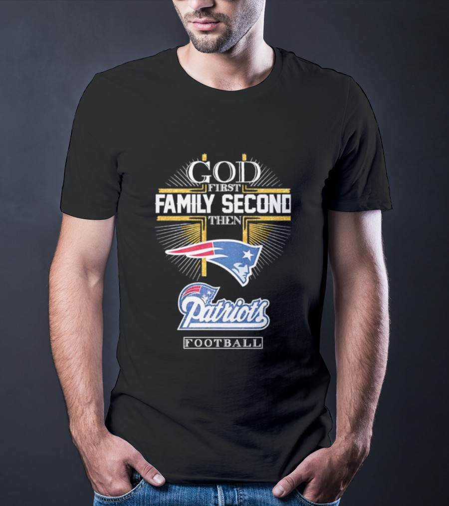 God First Family Second Then Patriots Football Flying Elvis T-Shirt
