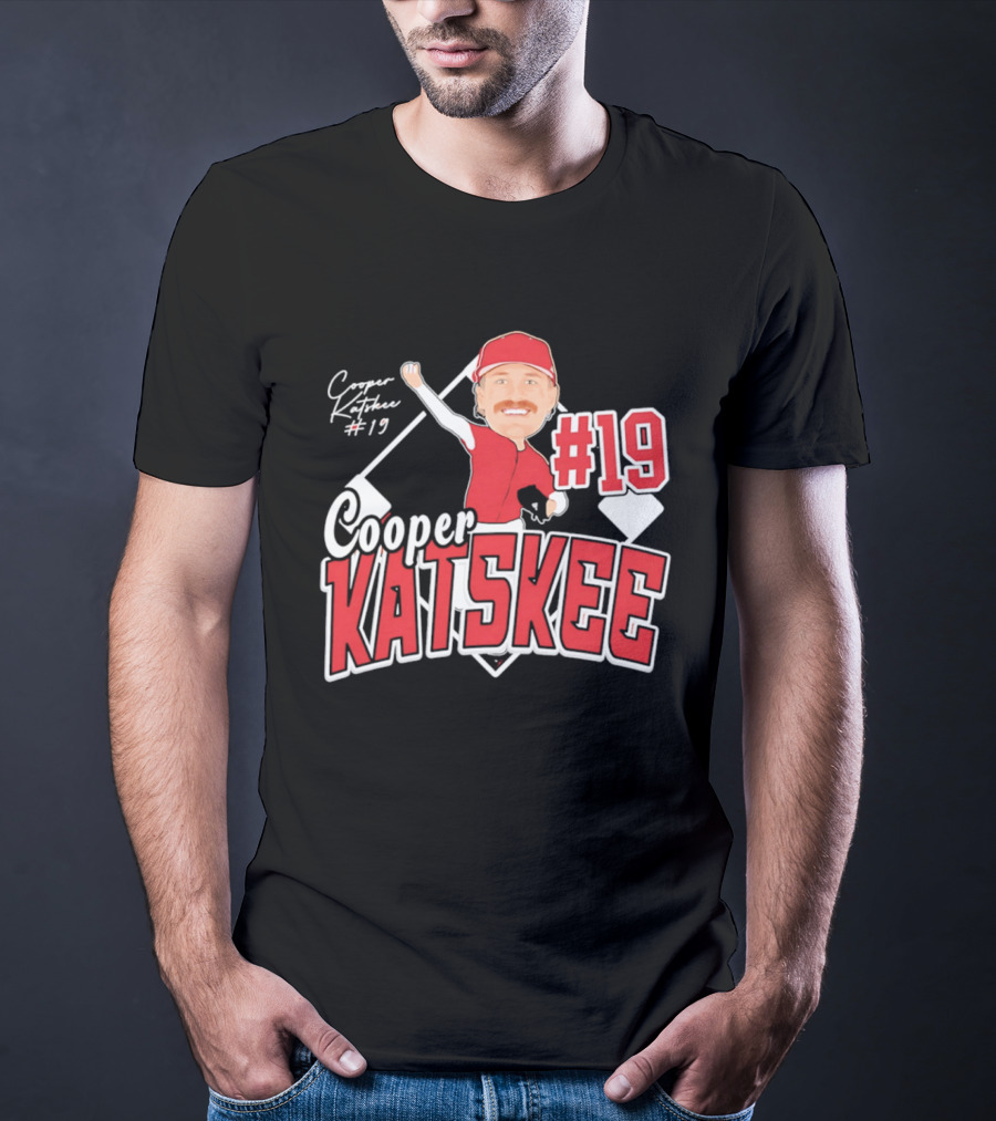 Cooper Katskee #19 Nebraska Baseball Caricature T-Shirt