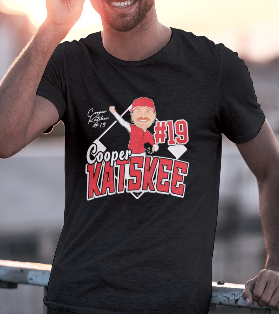 Cooper Katskee #19 Nebraska Baseball Caricature T-Shirt
