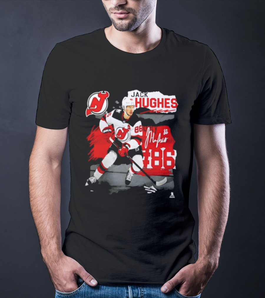 New Jersey Devils Jack Hughes 86 Fresh Ice Hockey T-Shirt
