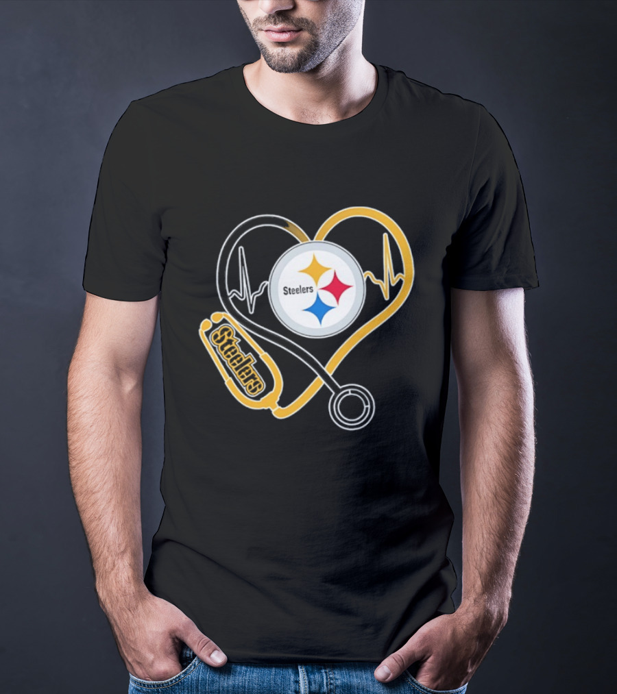 Nurse Heart Stethoscope Pittsburgh Steelers T-Shirt