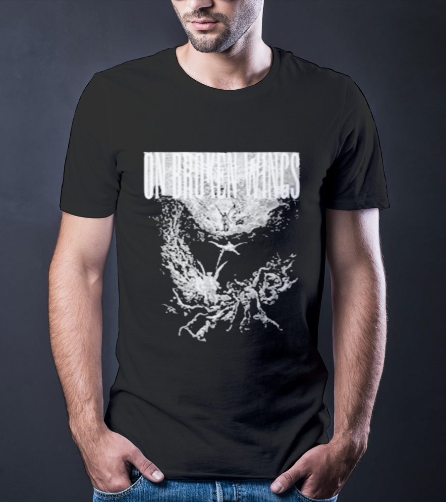 On Broken Wings Fallen Angel White Grunge T-Shirt