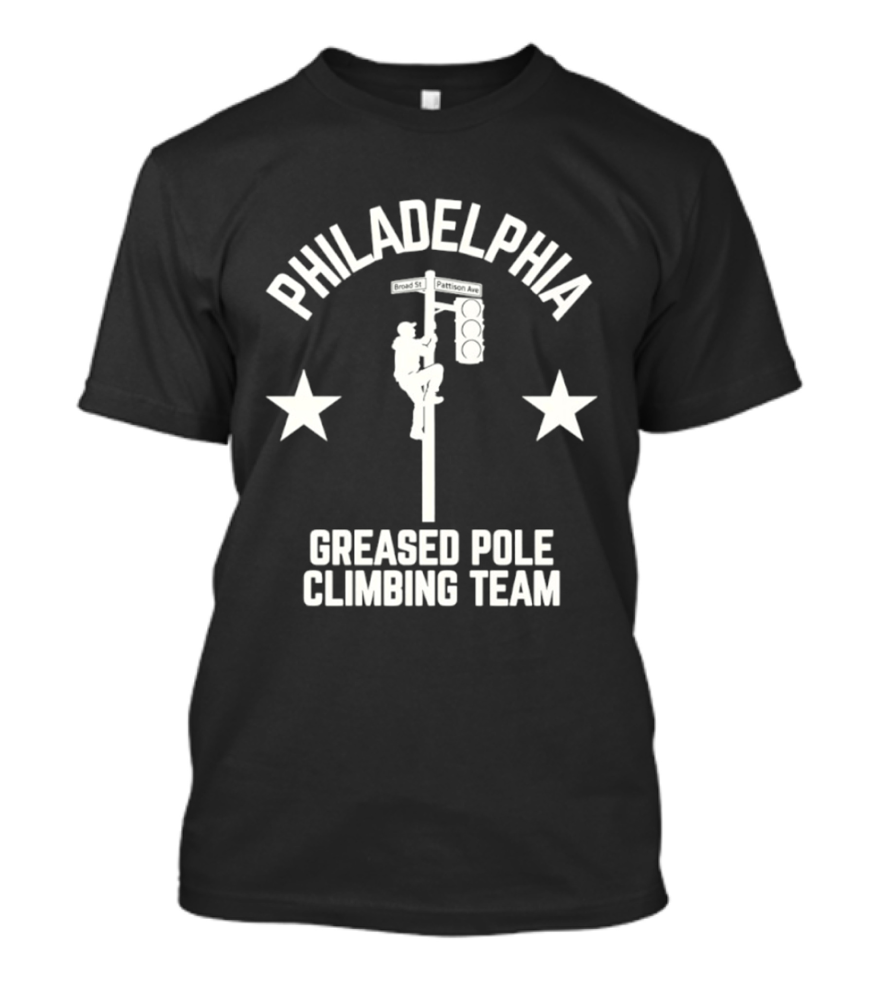 Philadelphia Greased Pole Climbing Team Traffic Light Pole Stars T-Shirt