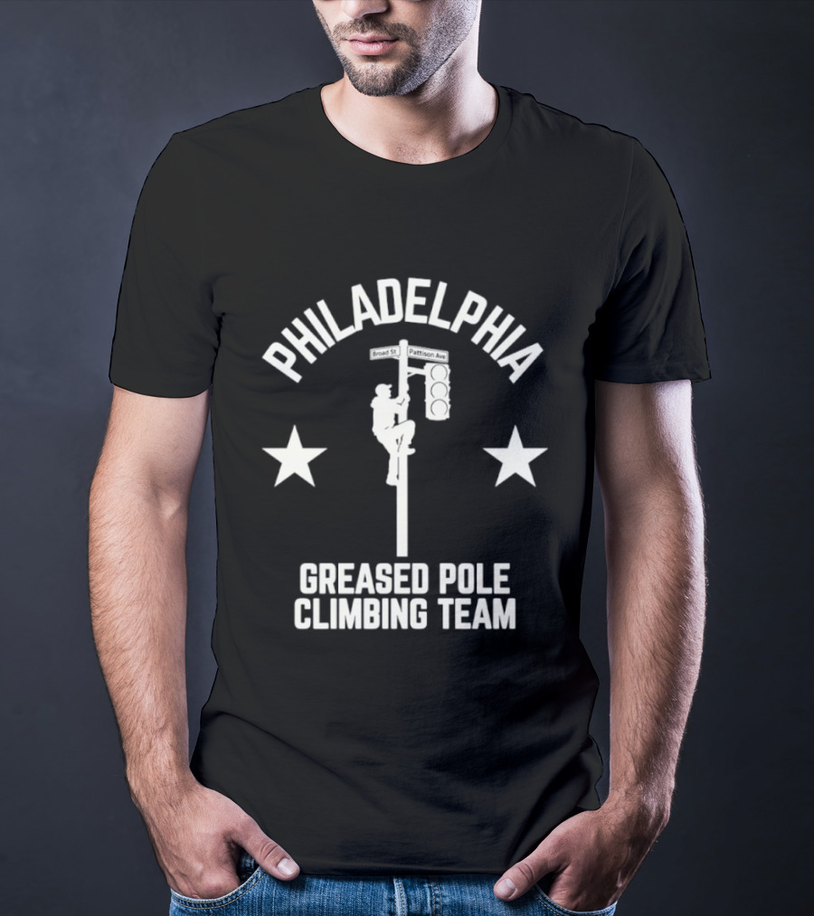 Philadelphia Greased Pole Climbing Team Traffic Light Pole Stars T-Shirt