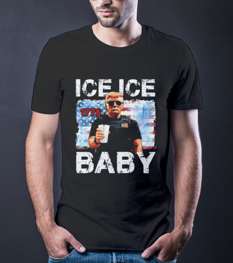 Ice Ice Baby 1776 Donald Trump Vintage American Flag T-Shirt