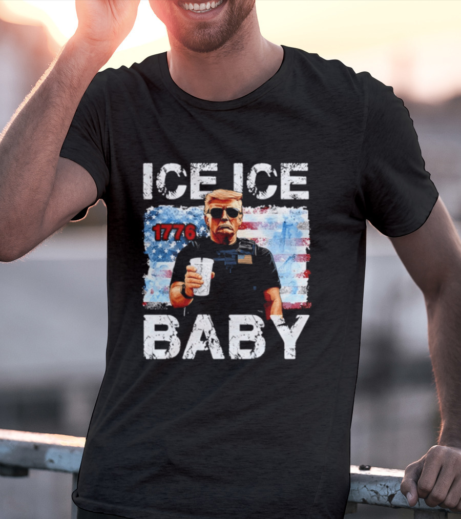 Ice Ice Baby 1776 Donald Trump Vintage American Flag T-Shirt