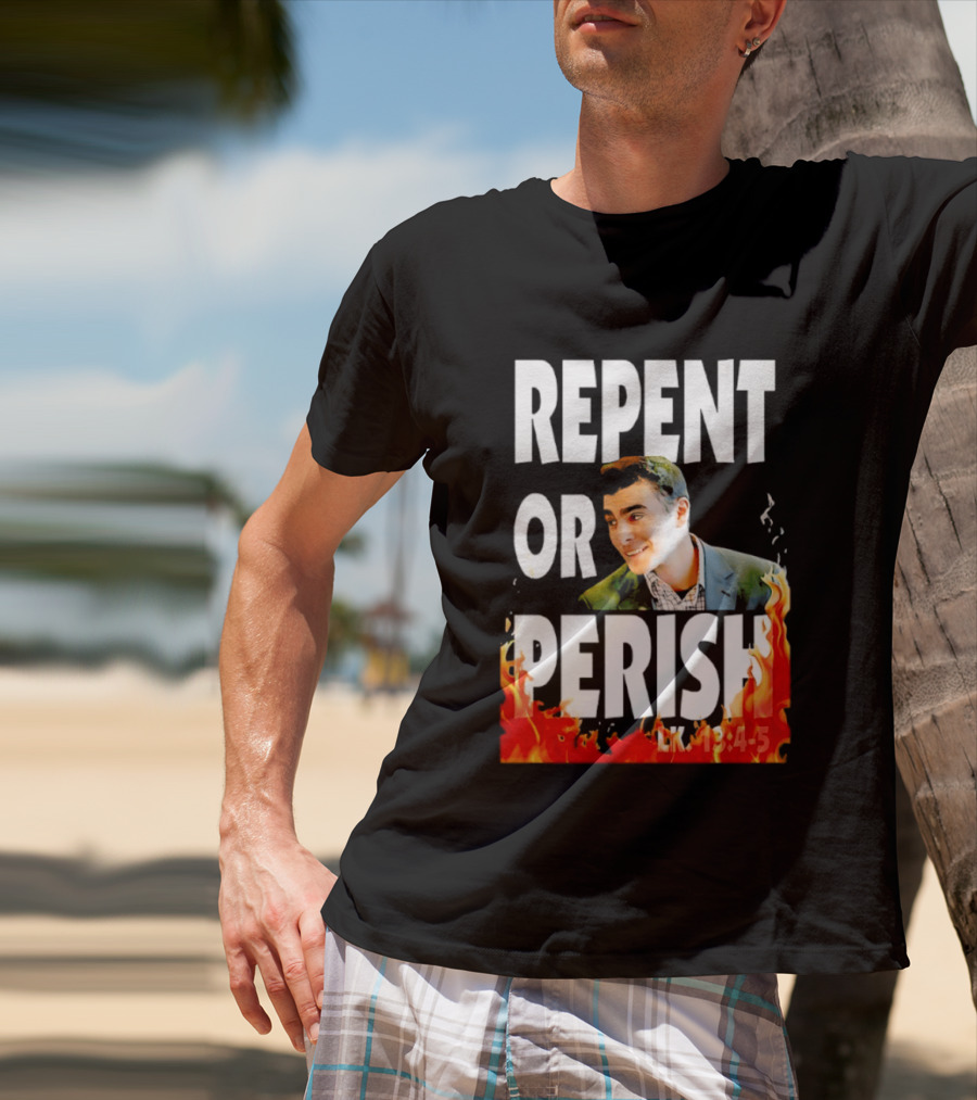 Repent Or Perish Luigi Fire Flame Luke 13:3 5 T-Shirt