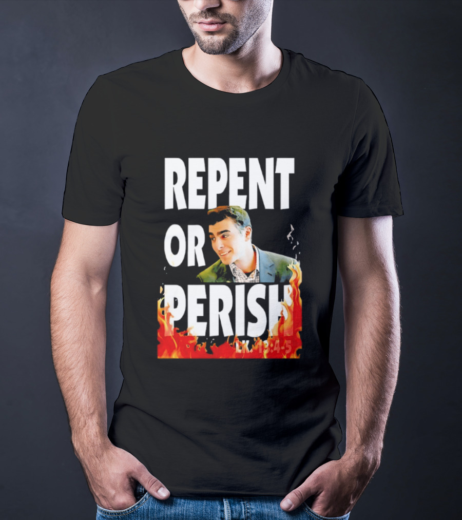 Repent Or Perish Luigi Fire Flame Luke 13:3 5 T-Shirt