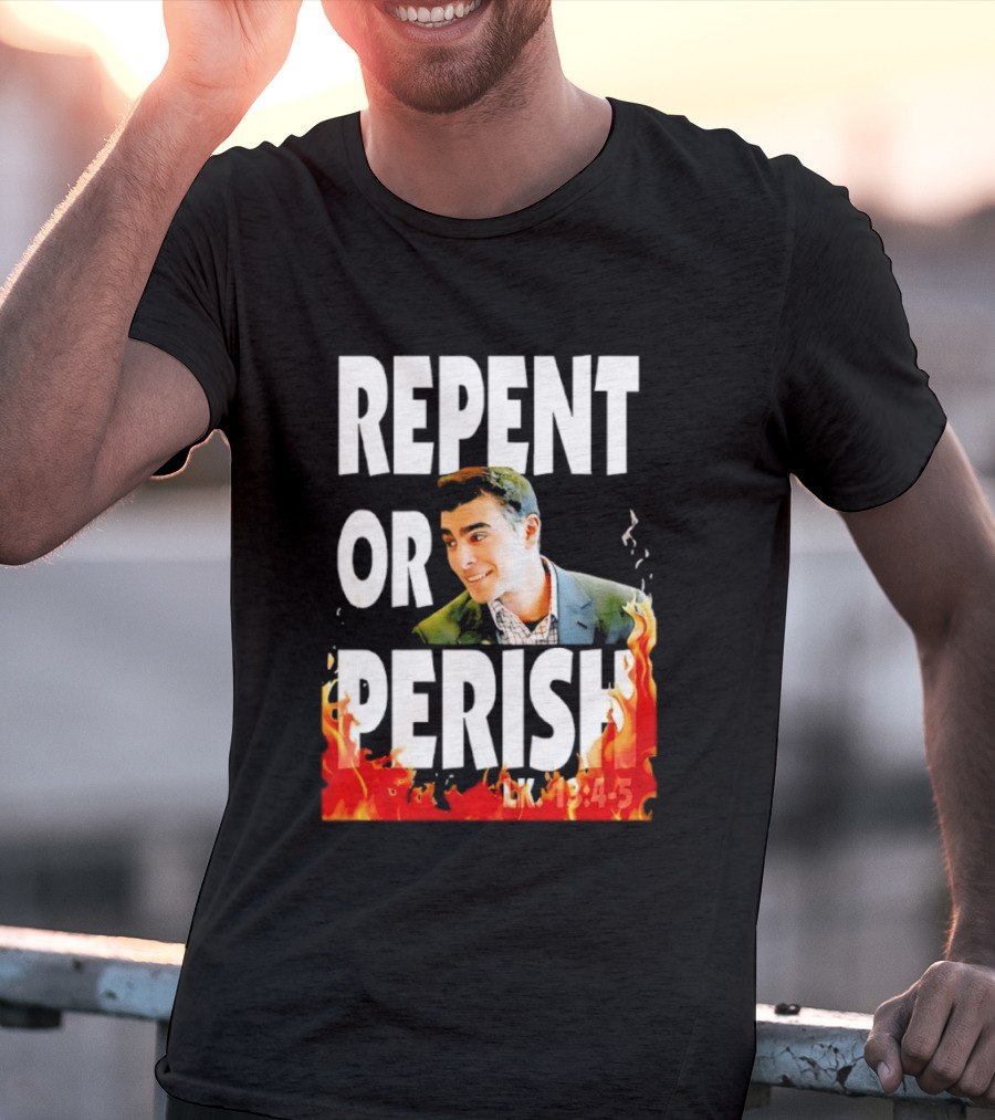 Repent Or Perish Luigi Fire Flame Luke 13:3 5 T-Shirt