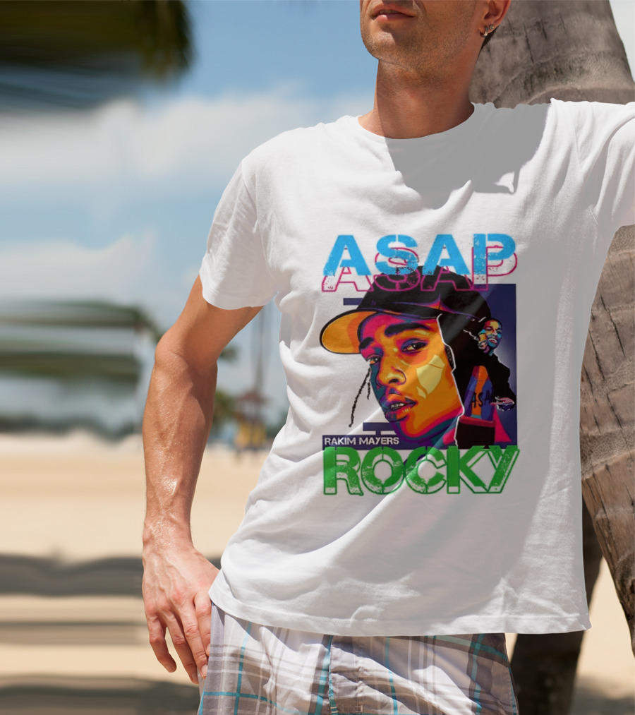 ASAP Rocky Rakim Mayers Hip Hop Street Art Bold Pop Color Aesthetic T-Shirt