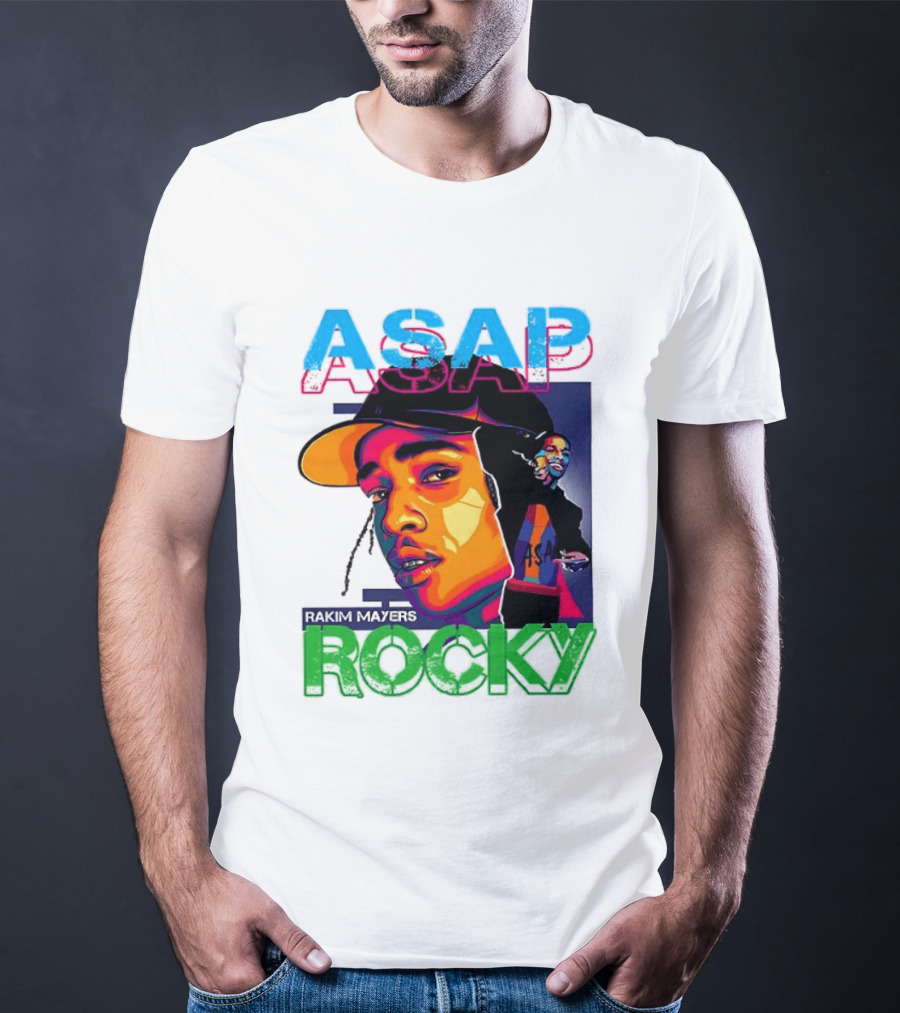ASAP Rocky Rakim Mayers Hip Hop Street Art Bold Pop Color Aesthetic T-Shirt