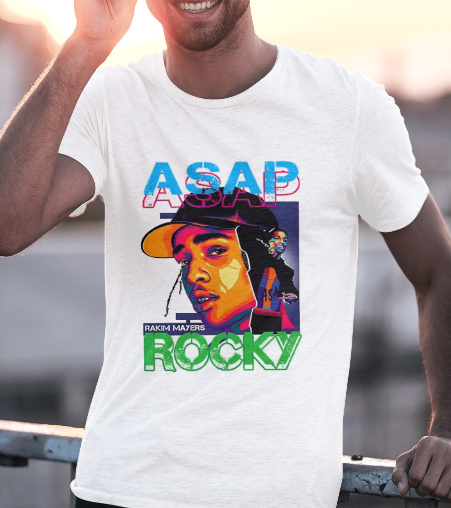 ASAP Rocky Rakim Mayers Hip Hop Street Art Bold Pop Color Aesthetic T-Shirt