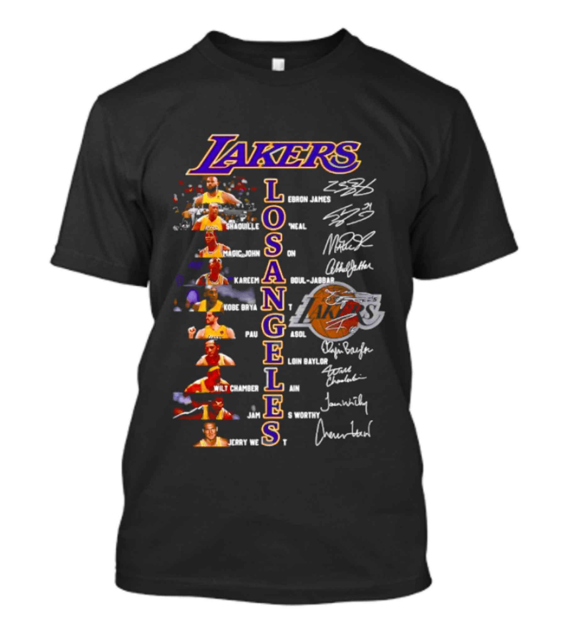Lakers Los Angeles Legends Roster Autographed Signatures Collection T-Shirt