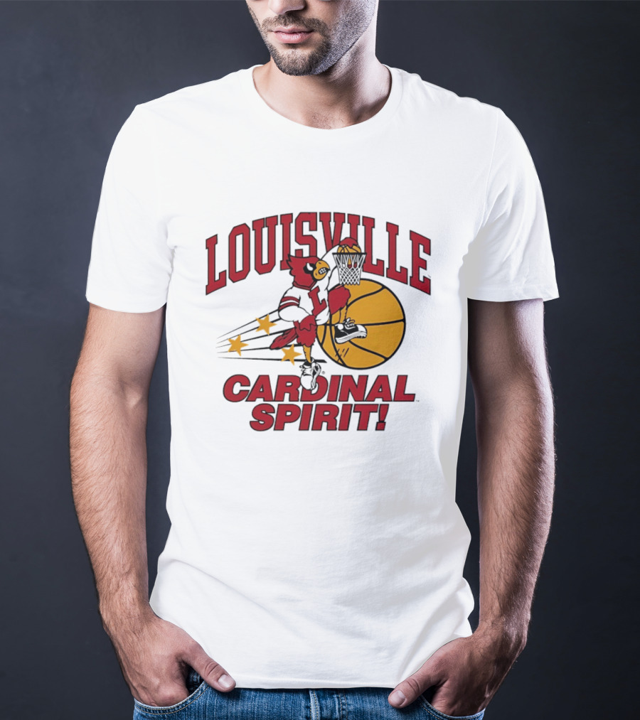 Louisville Cardinal Spirit Basketball Dunking Stars T-Shirt