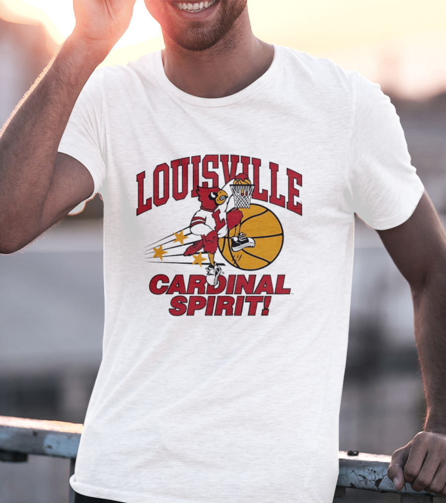 Louisville Cardinal Spirit Basketball Dunking Stars T-Shirt