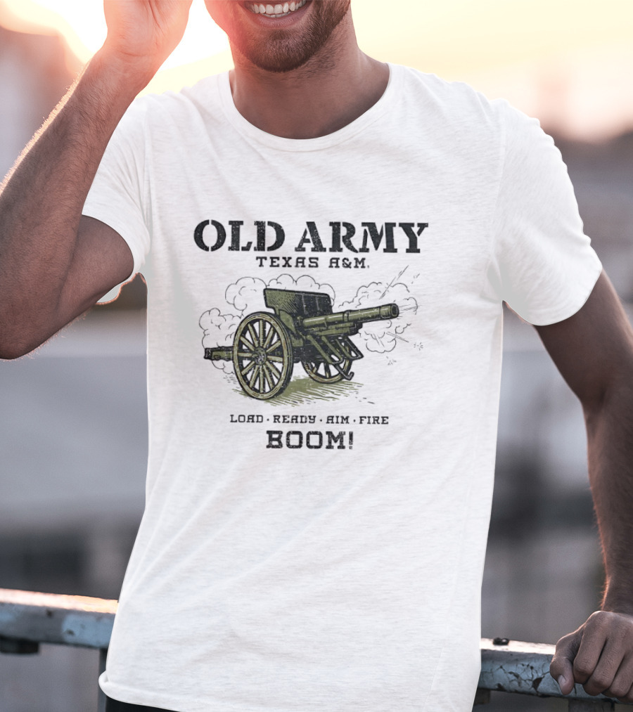 Texas A&M Old Army Load Ready Aim Fire Boom Cannon T-Shirt