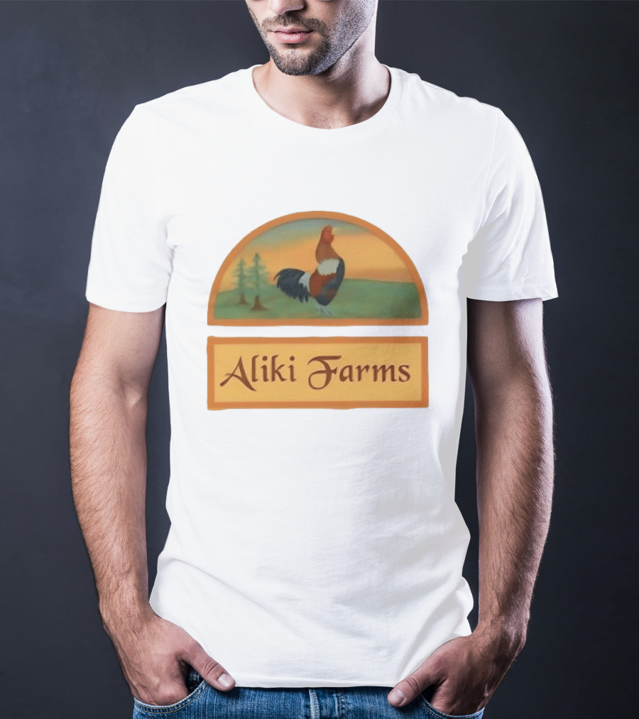 Aliki Farms Rooster Scene With Trees T-Shirt