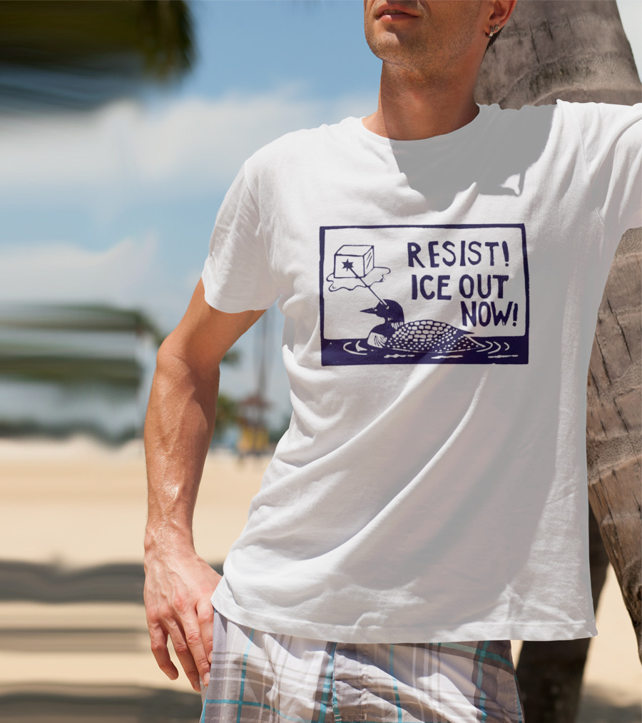 Resist Ice Out Now Loon Ice Cube T-Shirt