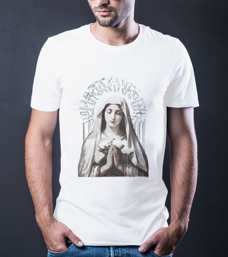 Virgin Mary With White Roses Holy Mary Mother Of Us Pray For Us Gothic T-Shirt