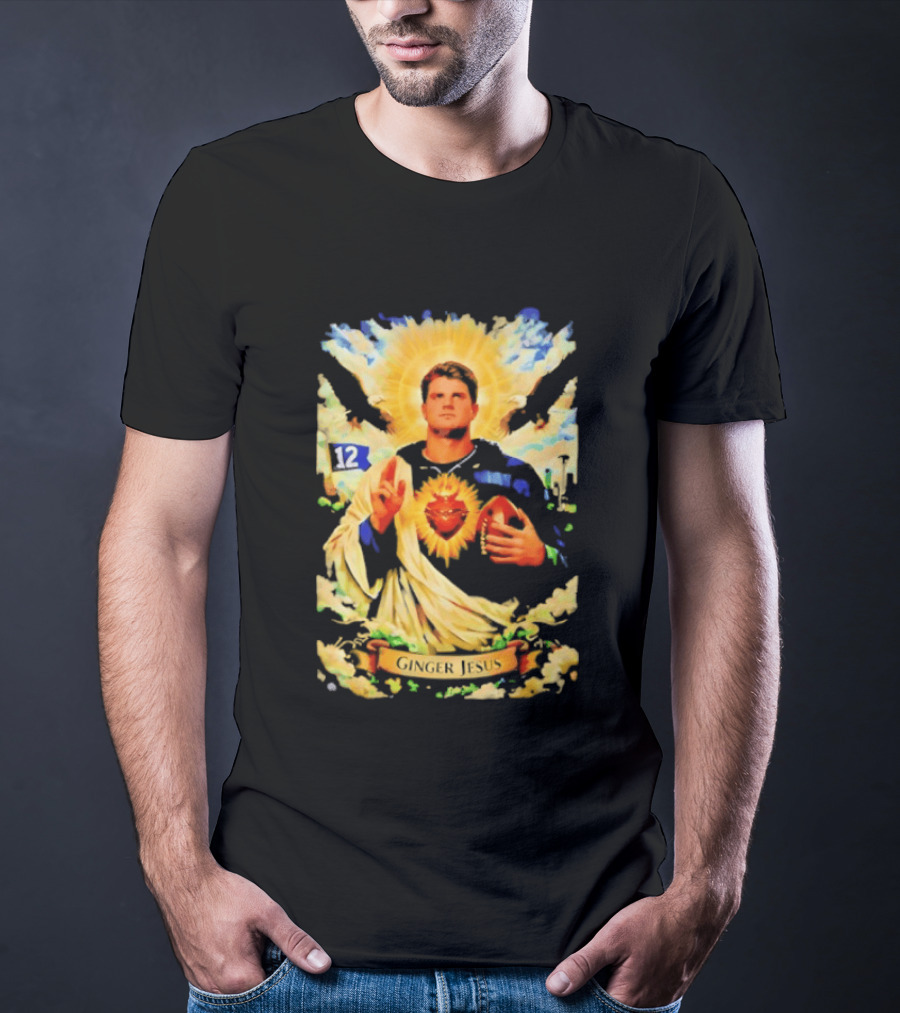 Ginger Jesus 12 Seattle Seahawks Football Halo Sacred Heart T-Shirt