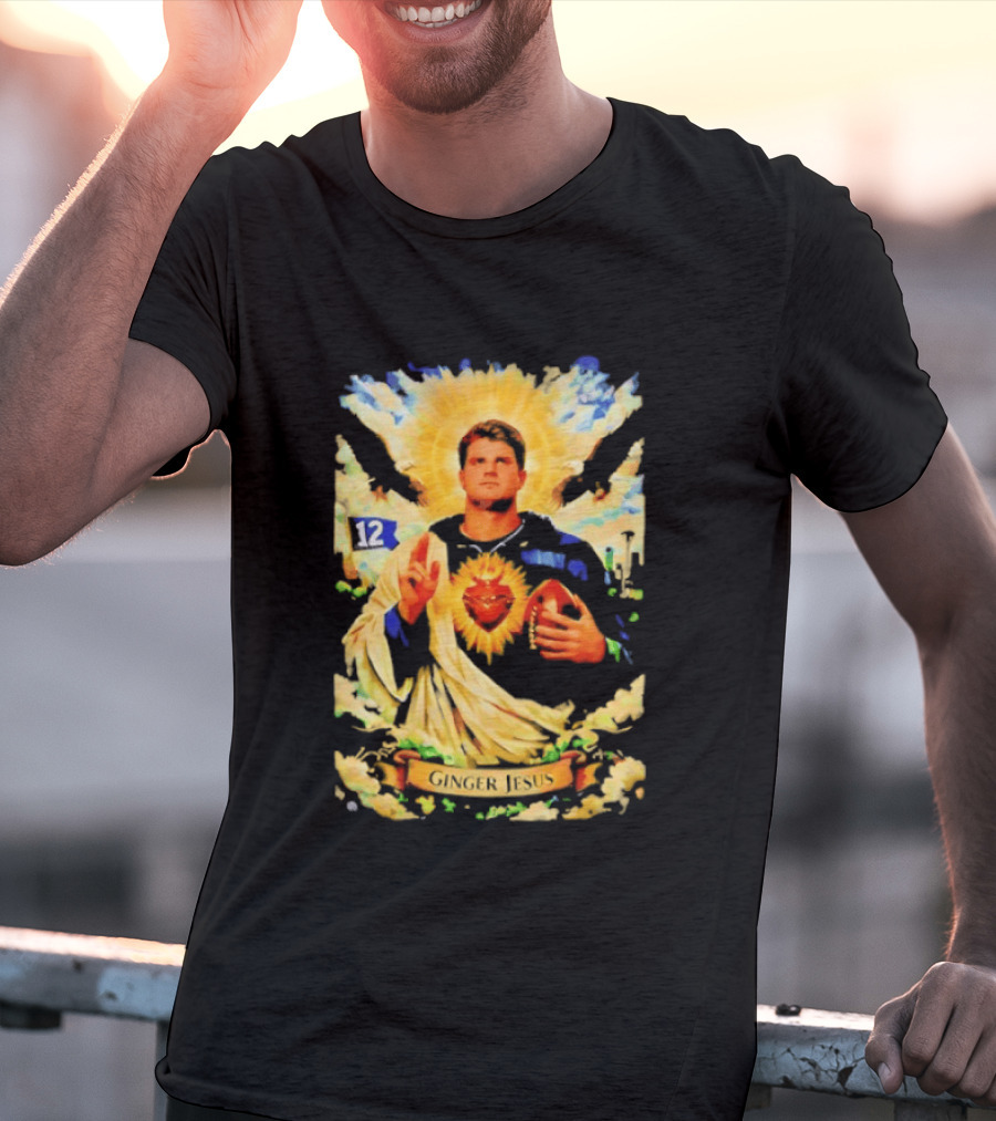 Ginger Jesus 12 Seattle Seahawks Football Halo Sacred Heart T-Shirt