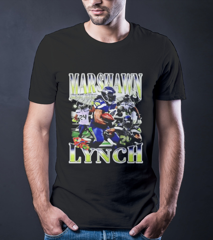 Marshawn Lynch Seattle Seahawks Football Star Running Back Legends T-Shirt