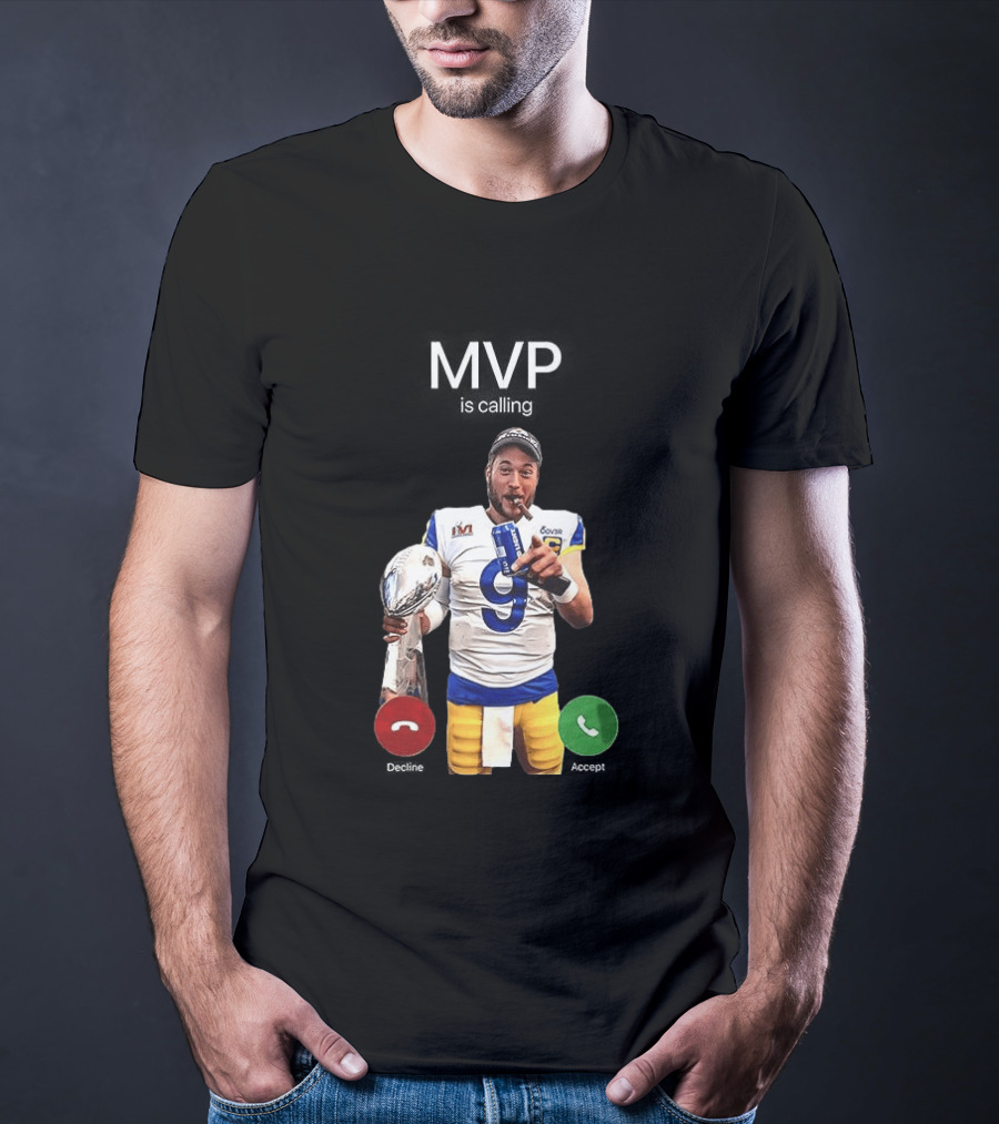 MVP Matthew Stafford Holding Trophy Los Angeles Football Celebration T-Shirt