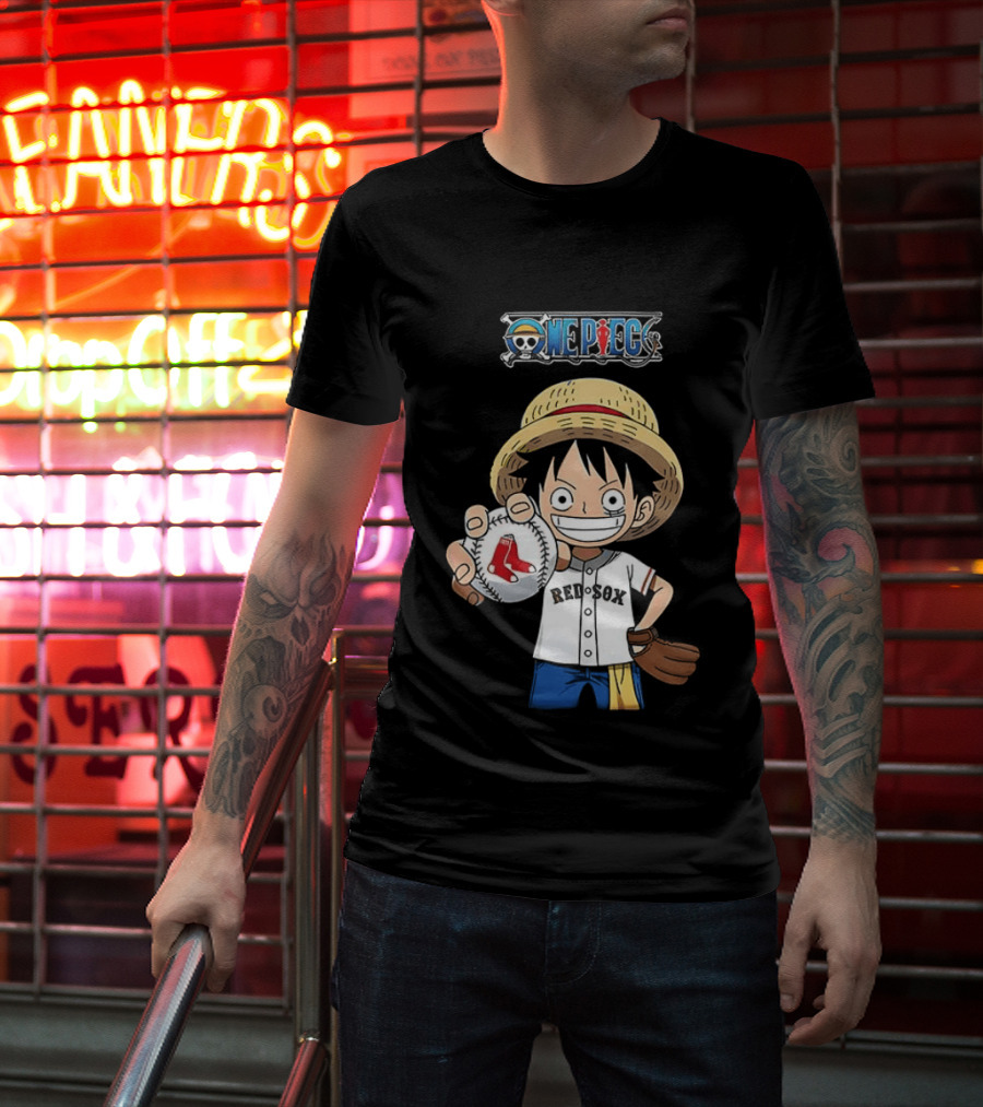 One Piece Boston Red Sox 2026 Luffy Baseball Collab T-Shirt