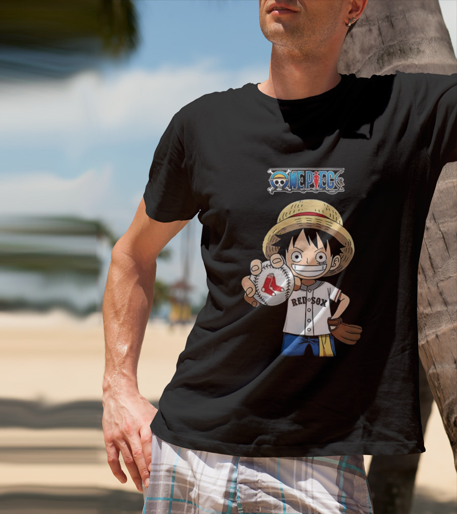 One Piece Boston Red Sox 2026 Luffy Baseball Collab T-Shirt