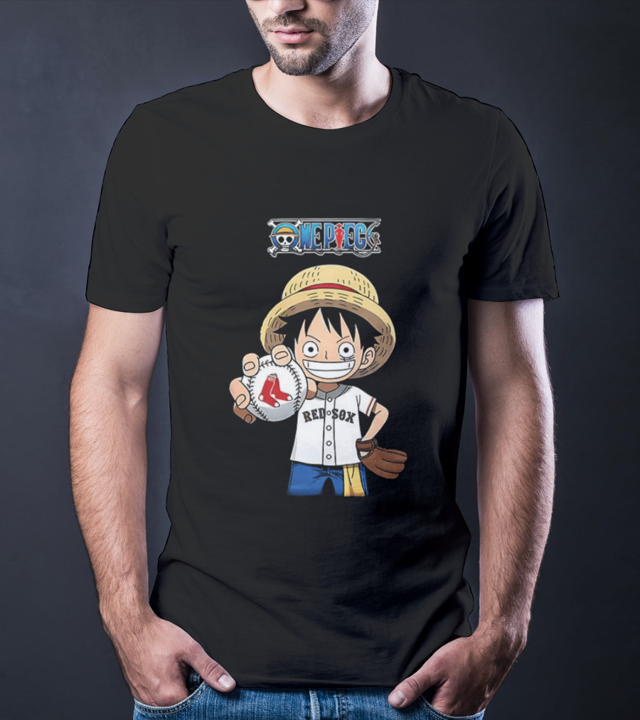 One Piece Boston Red Sox 2026 Luffy Baseball Collab T-Shirt