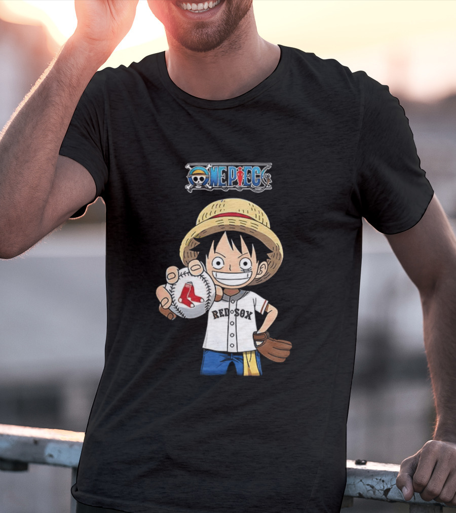 One Piece Boston Red Sox 2026 Luffy Baseball Collab T-Shirt