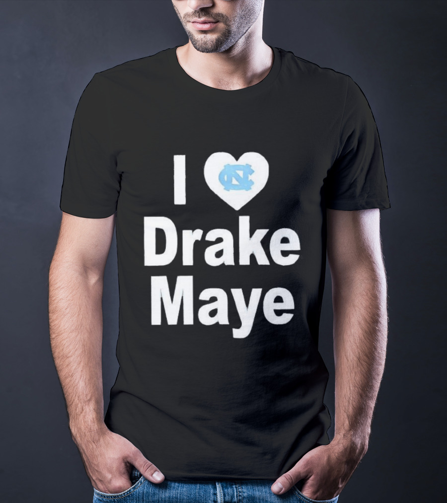 UNC Tar Heels I Love Drake Maye Heart T-Shirt
