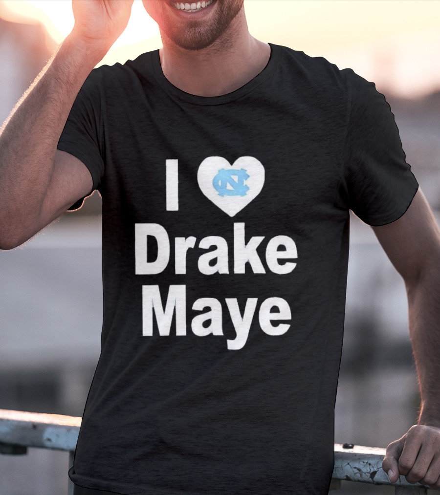 UNC Tar Heels I Love Drake Maye Heart T-Shirt