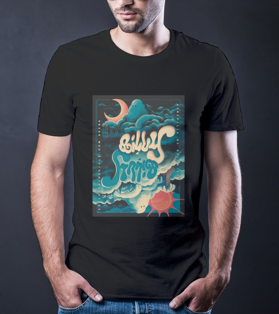 Billy Strings Tour Asheville NC February 10 2026 ExploreAsheville Arena Moon Clouds T-Shirt