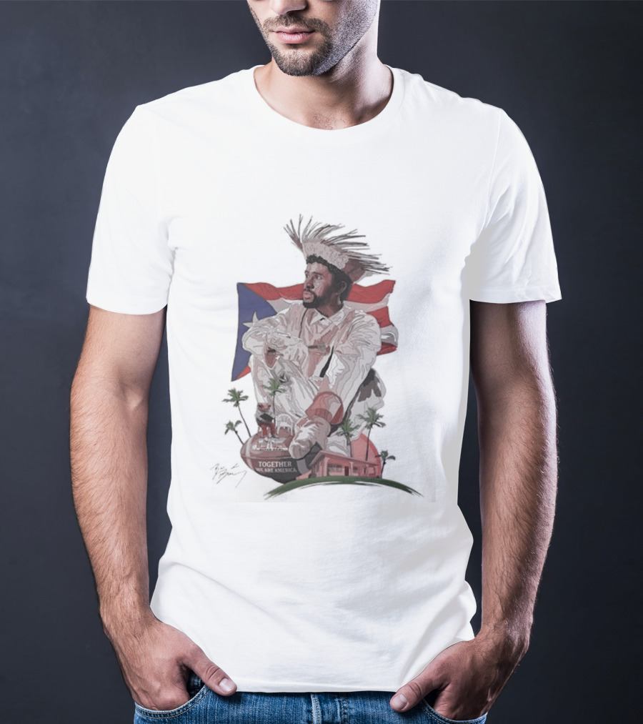 Bad Bunny Together We Are America Puerto Rican Flag Taino T-Shirt