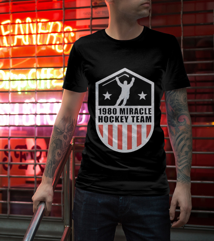 1980 Miracle Hockey Team Stars And Stripes Victory Celebration T-Shirt