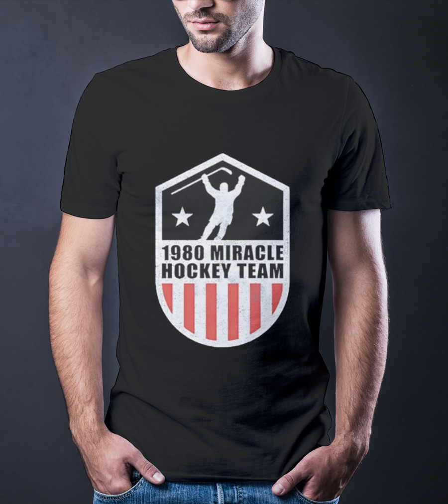 1980 Miracle Hockey Team Stars And Stripes Victory Celebration T-Shirt