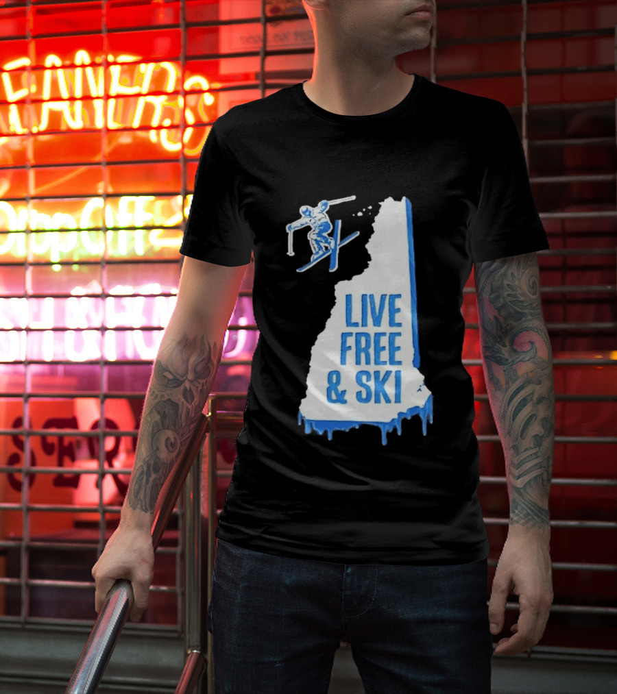 New Hampshire Live Free & Ski Winter Adventure Skiing T-Shirt