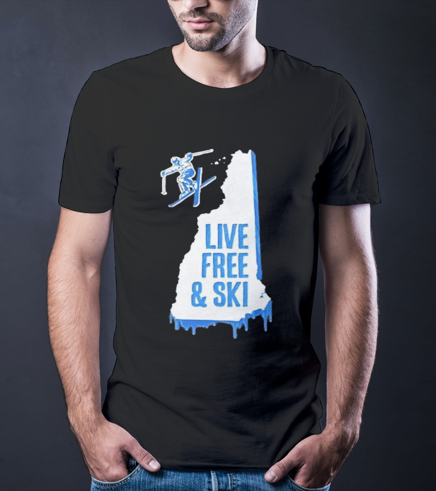 New Hampshire Live Free & Ski Winter Adventure Skiing T-Shirt