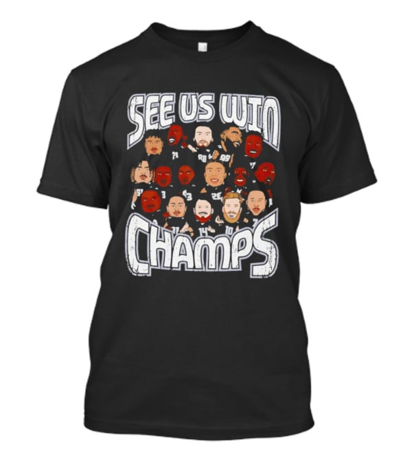 See Us Win Champs Seattle Seahawks Players Cartoon Caricature T-Shirt