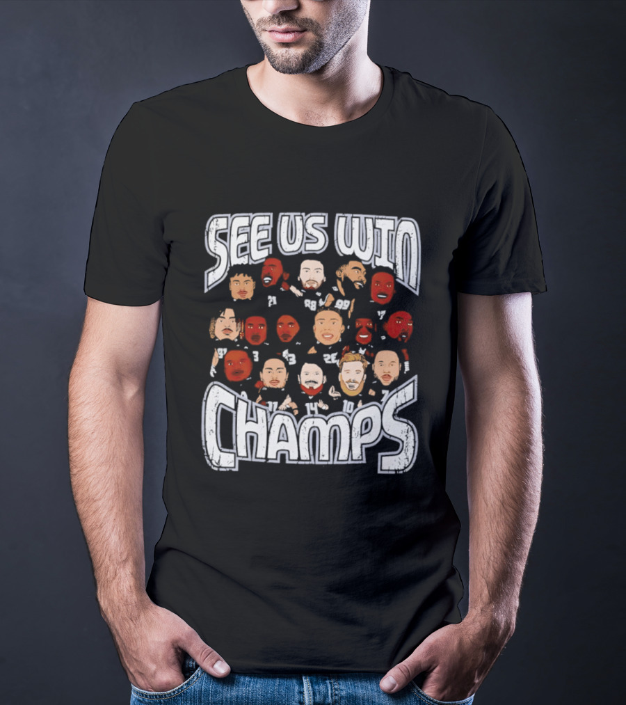 See Us Win Champs Seattle Seahawks Players Cartoon Caricature T-Shirt