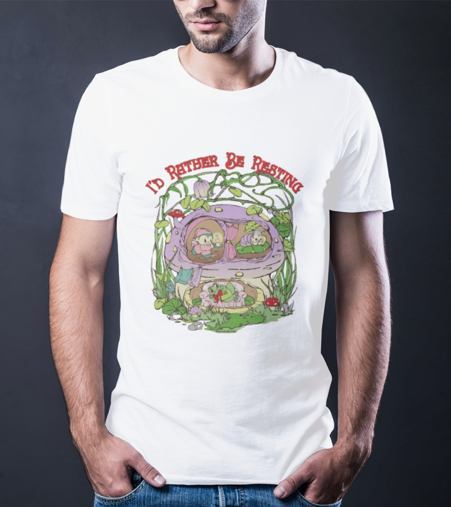 I'd Rather Be Resting Mushroom House Cozy Creatures T-Shirt
