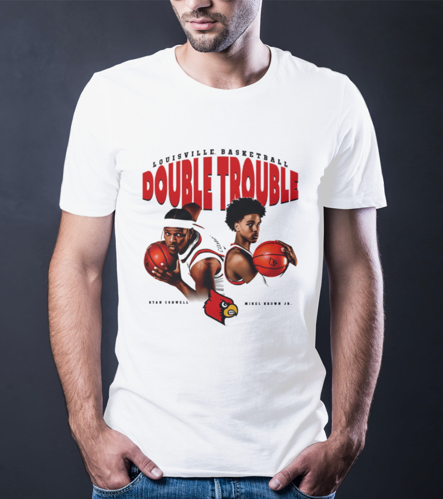 L Louisville Basketball Double Trouble Ryan Conwell Mikel Brown Jr T-Shirt