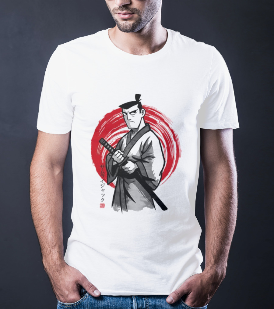 Samurai Jack Sumi E Art Red Circle Japanese Kanji T-Shirt