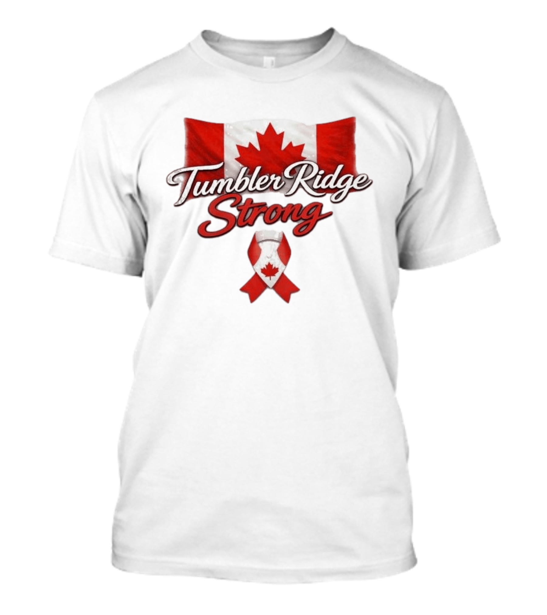 Tumbler Ridge Strong Canada Maple Leaf Ribbon T-Shirt