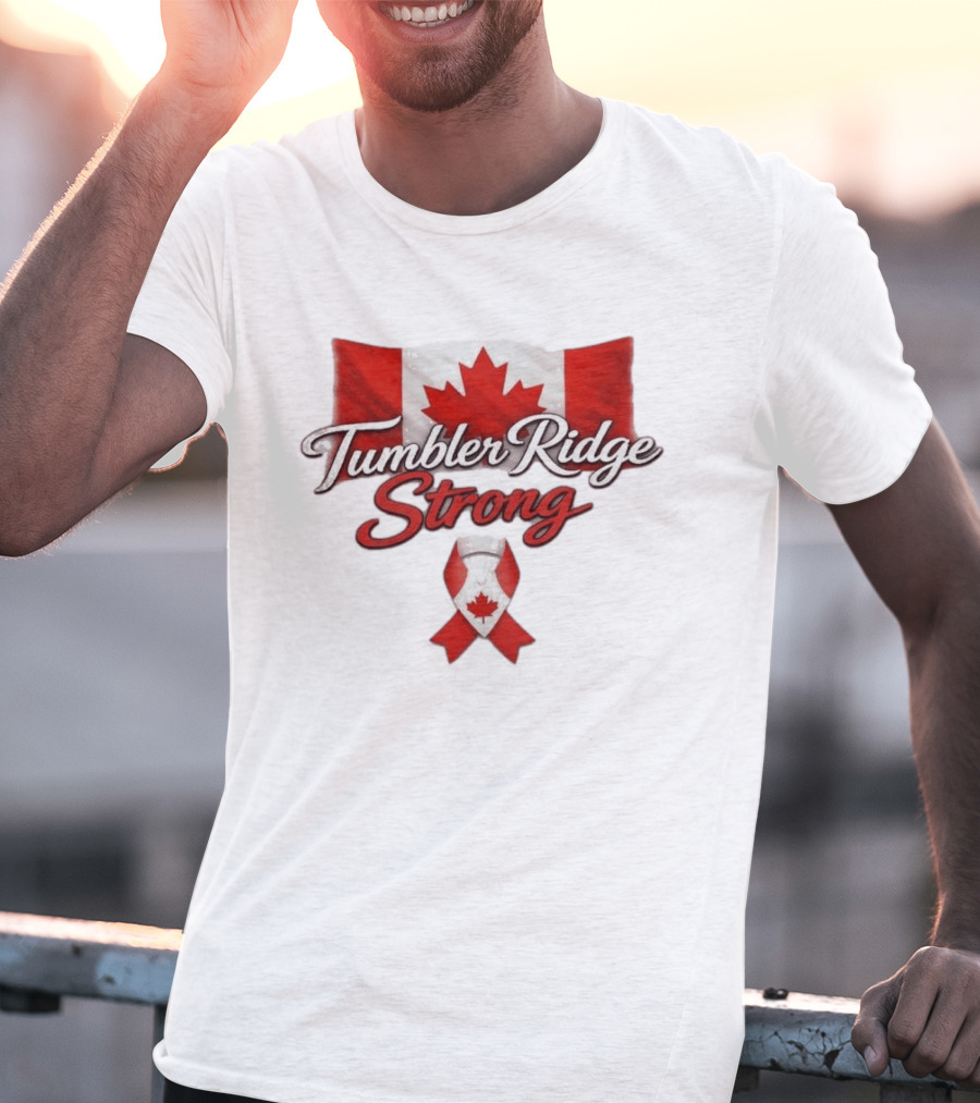 Tumbler Ridge Strong Canada Maple Leaf Ribbon T-Shirt